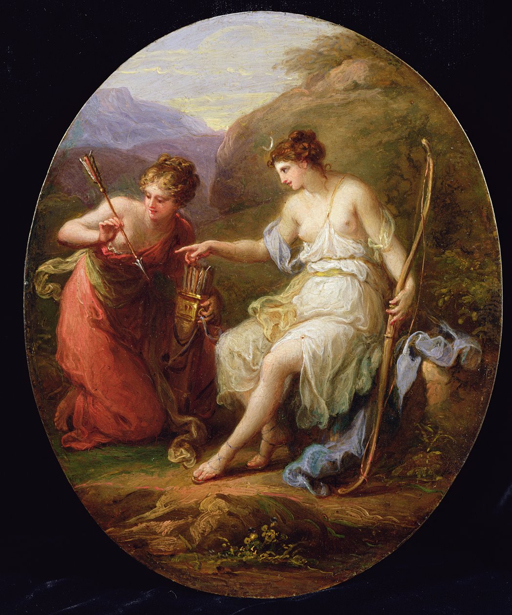 Diana przygotowuje się do polowania (olej na miedzi) autorstwa Angelica Kauffmann