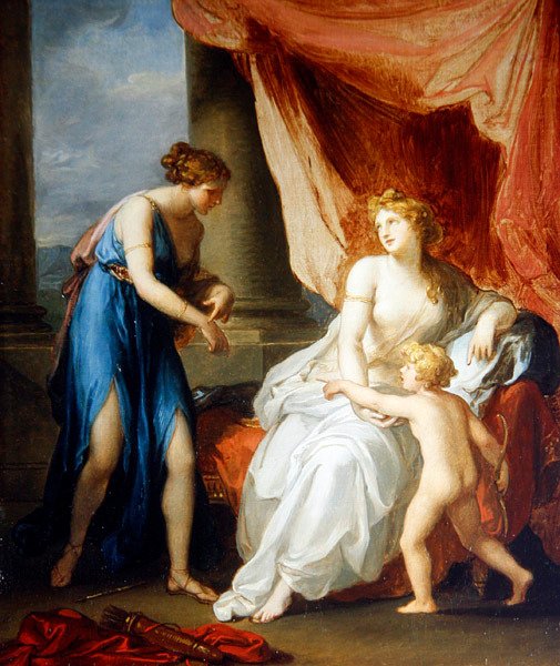 Euphrosyne zraniony przez Kupidyna, skarżący się Wenus (olej na płótnie) autorstwa Angelica Kauffmann