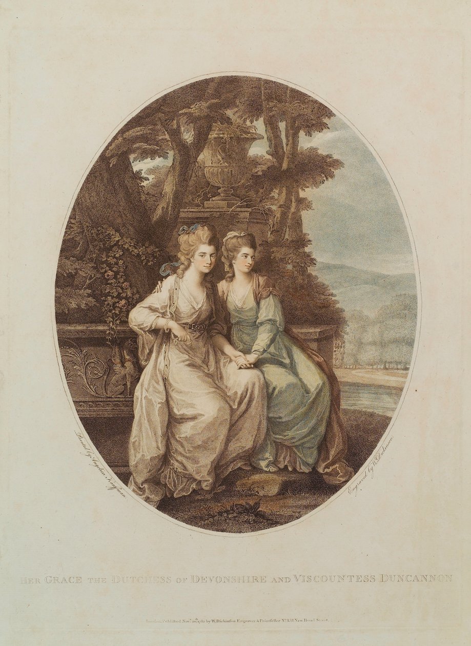 Jej łaska księżna Devonshire i wicehrabina Duncannon, grawerowana przez W. Dickinsona, 1782 autorstwa Angelica Kauffmann