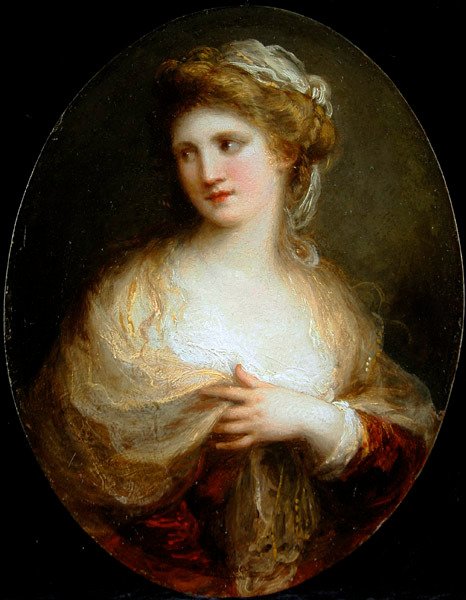 Portret damy w żółtym szalu (olej na miedzi) autorstwa Angelica Kauffmann