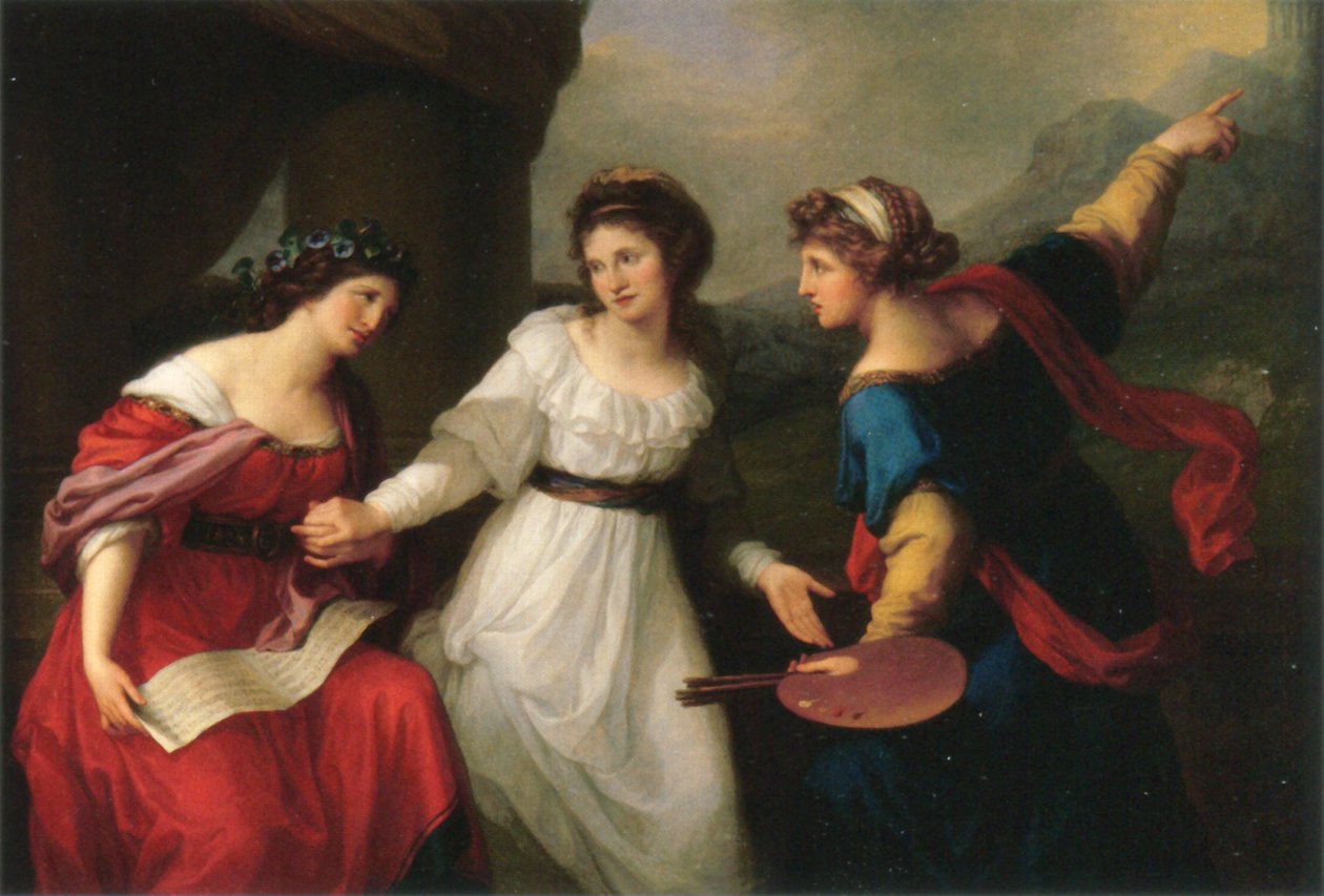 Autoportret wahający się między muzyką a malarstwem autorstwa Angelica Kauffmann