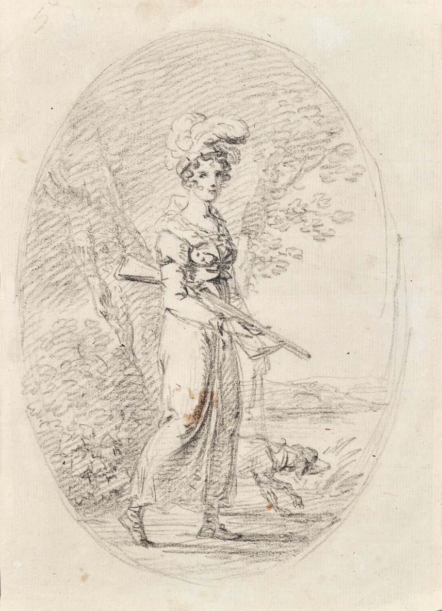 Łowczyni z psem autorstwa Angelica Kauffmann