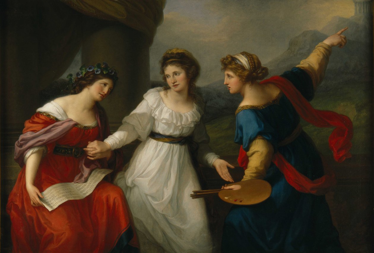 Autoportret Artysty wahającego się między Sztuką Muzyki i Malarstwa, 1794. autorstwa Angelica Kauffmann