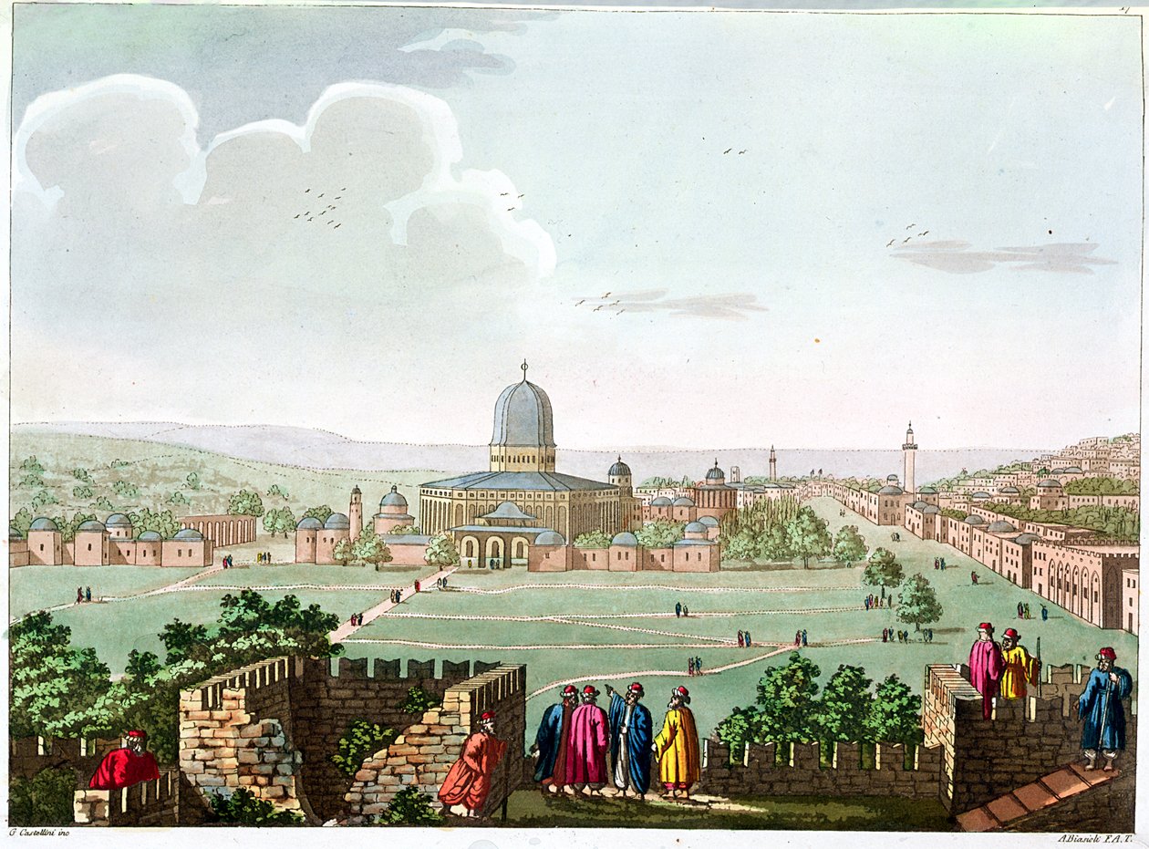 Meczet Omara, ryty G. Castellini, ok. 1820 (kolorowy grawerunek) autorstwa Angelo Biasioli