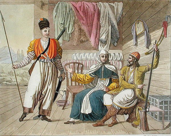 Kozacy grebenscy, ilustracja z „Le Costume Ancien et Moderne” Giulio Ferrario, wydana ok. 1820-30 (kolorowa rycina) autorstwa Angelo (after) Biasioli