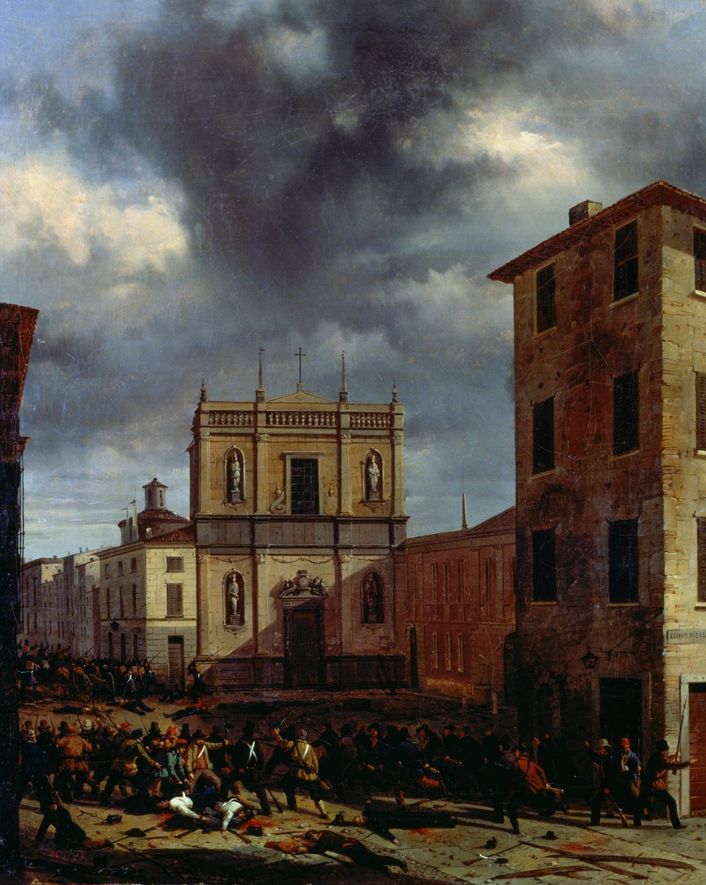 Dziesięć dni Brescii, Angelo Inganni (1807-1880), olej na płótnie, 38x45 cm autorstwa Angelo Inganni