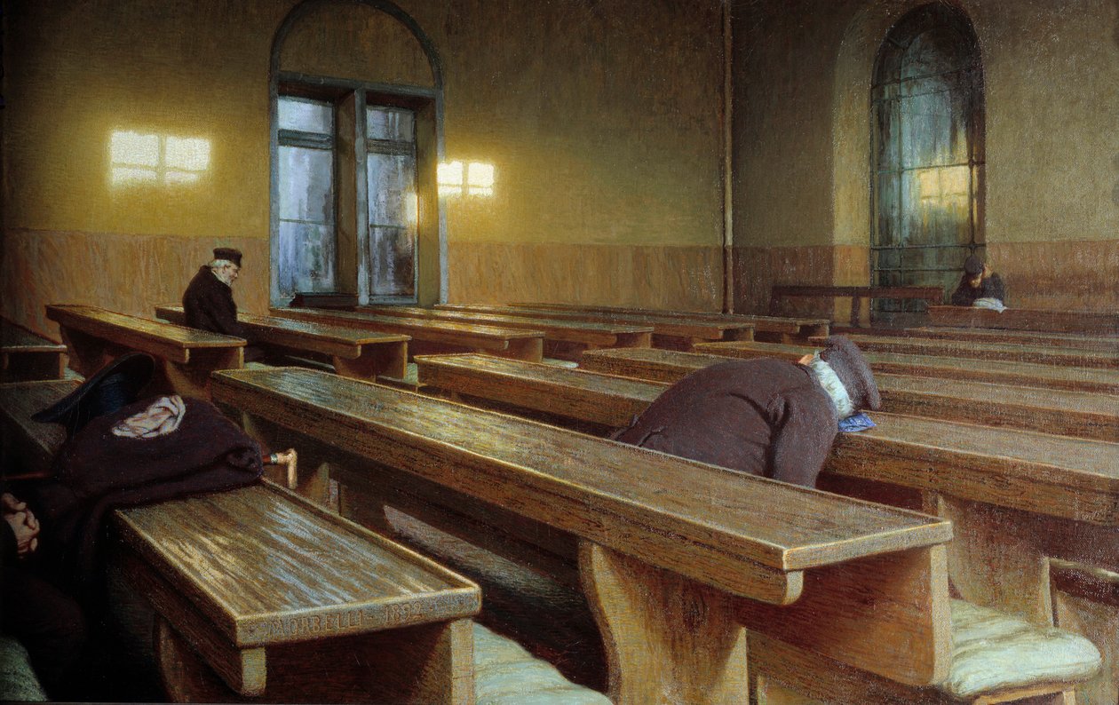 Święto w hospicjum Trivulzio w Mediolanie. Obraz Angelo Morbelli (1853-1919) autorstwa Angelo Morbelli