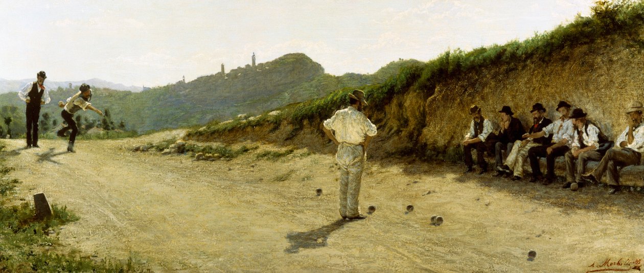 Gra w miski, Angelo Morbelli 1885, olej na płótnie autorstwa Angelo Morbelli
