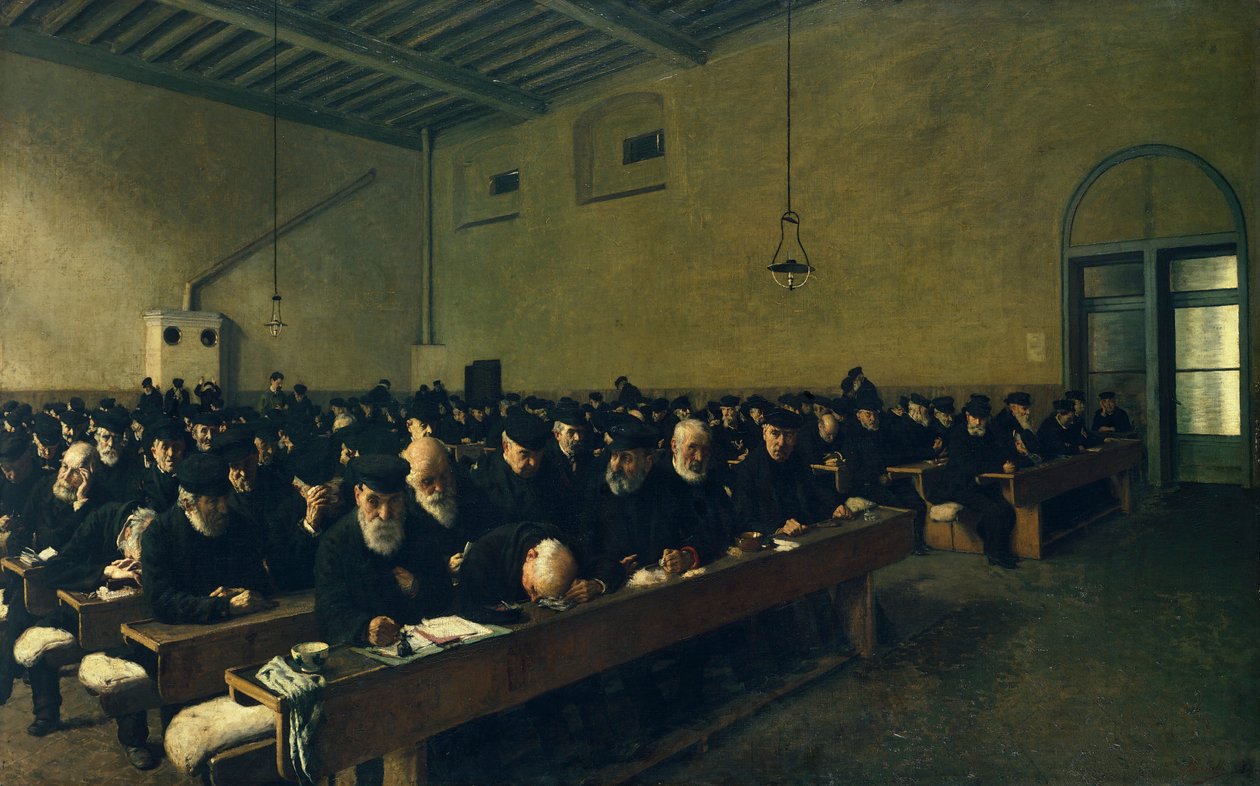 Ostatnie dni, Angelo Morbelli (1853-1919), olej na płótnie autorstwa Angelo Morbelli