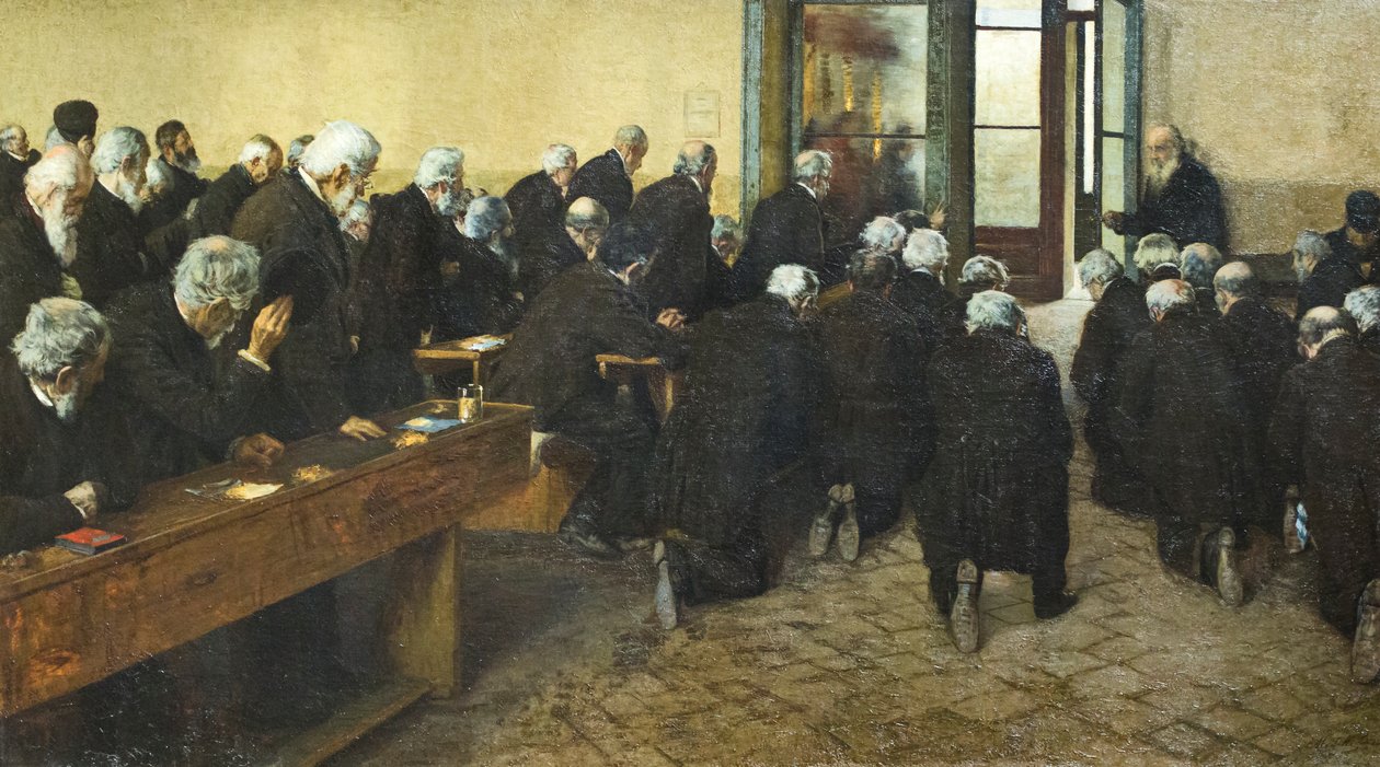 Wiatyk, 1884 (olej na płótnie) autorstwa Angelo Morbelli