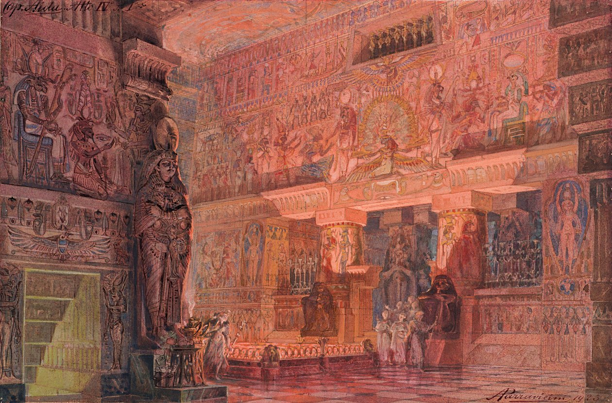 Scenografia do Opery Aida autorstwa Giuseppe Verdiego, 1923. autorstwa Angelo Parravicini