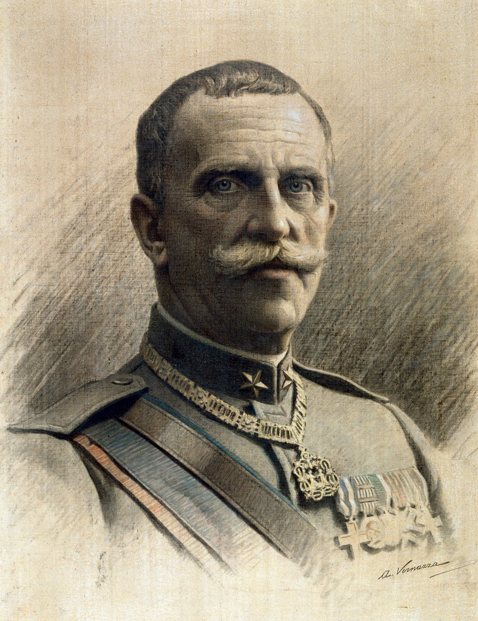 Portret Wiktora Emanuela III (1869-1947) Rysunek Angelo Vernazzy (1869-1937) Wym. 97x70 cm Genes Nervi, Galeria Sztuki Nowoczesnej, nr inw. 0597 autorstwa Angelo Vernazza