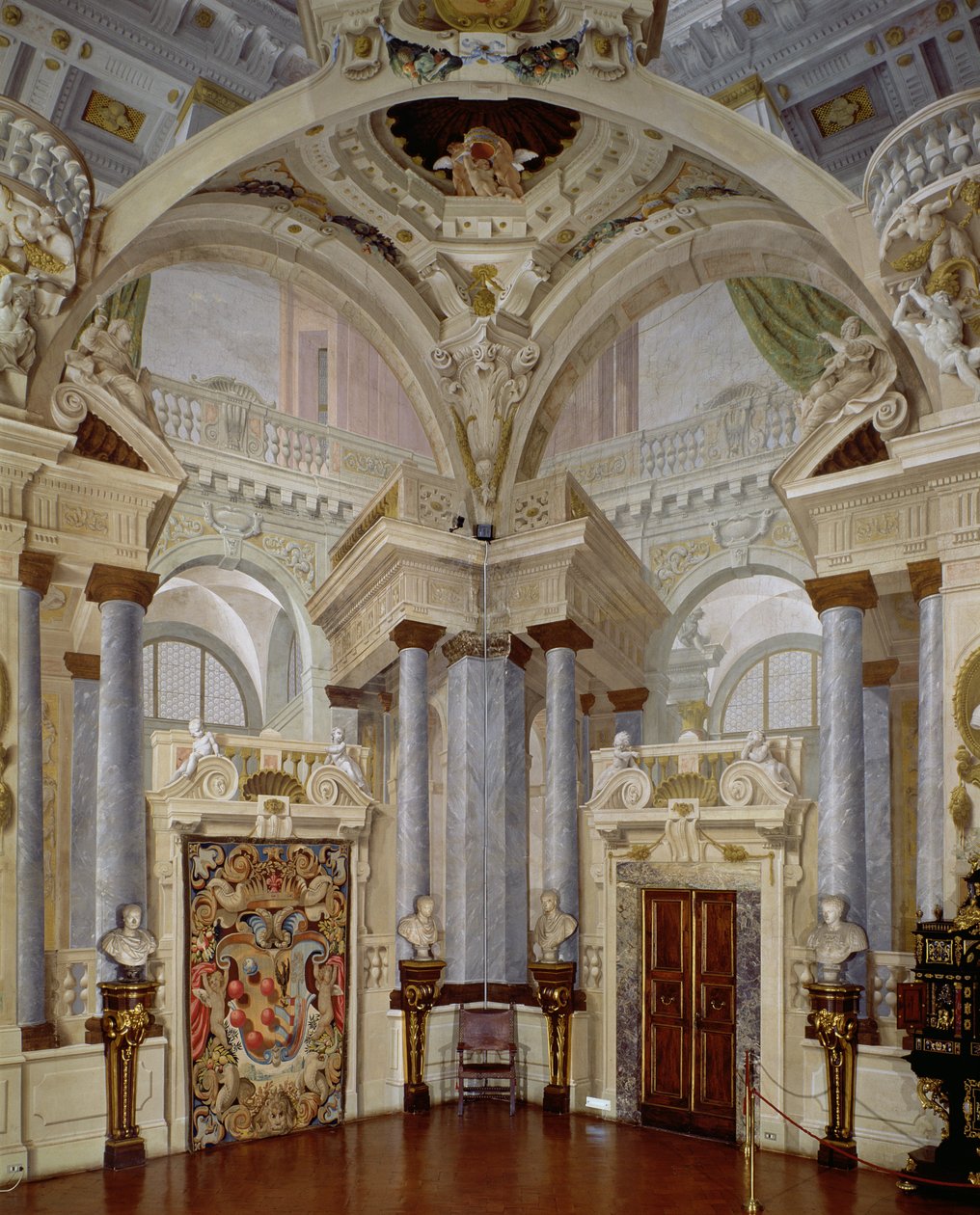 Widok wnętrza Sali dellUdienza (sala audiencyjna) 1638-44 autorstwa Angelo and Mitelli Colonna