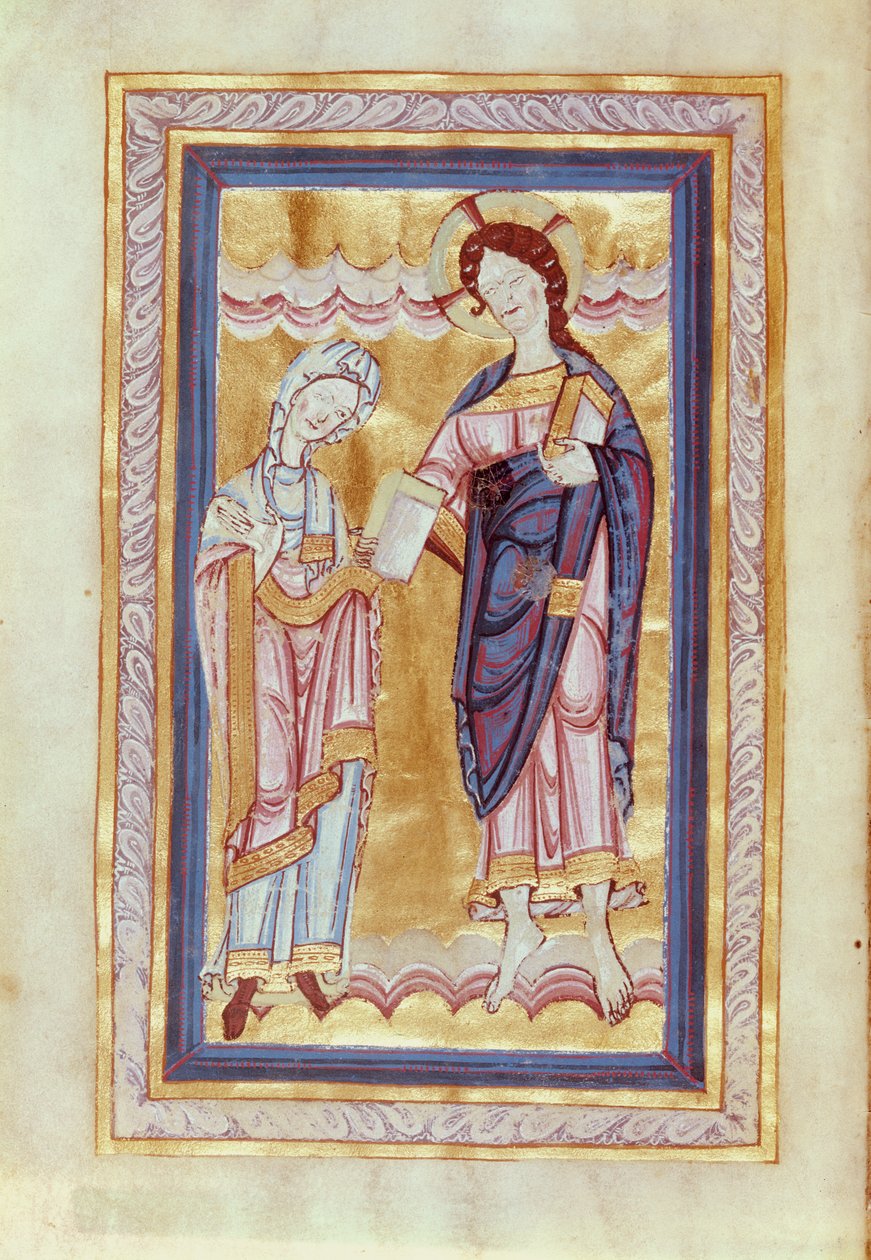 Aa 21 fol.2v Poświęcenie księgi Chrystusowi, z Ewangelii hrabiny Judyty, 106570 autorstwa Anglo Saxon