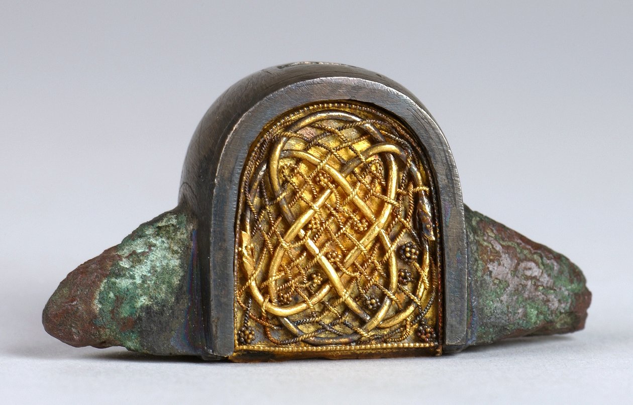 Późnosaksoński pierścionek, prawdopodobnie ok. VII w. złoty detal z 115707 autorstwa Anglo Saxon