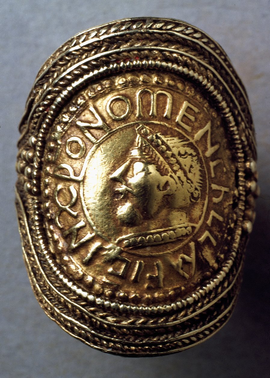 Późnosaksoński pierścionek, prawdopodobnie ok. VII w. złoty detal z 115707 autorstwa Anglo Saxon
