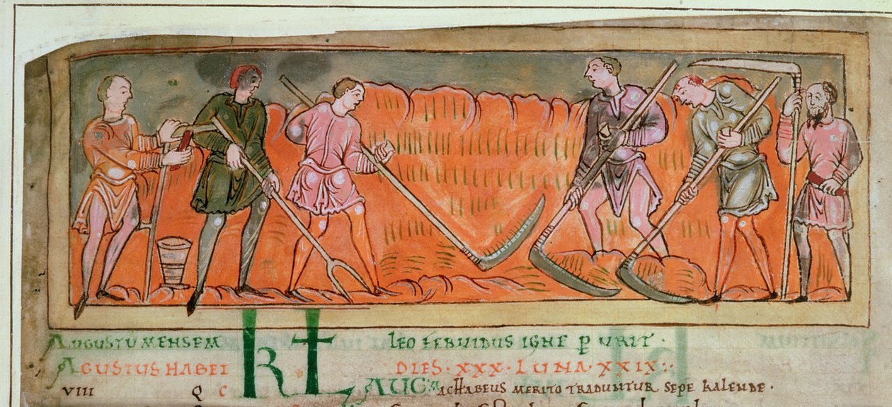 Cott Tib B V f.6v Zbiór, z kalendarza, ok. 1030 (welum) (detal 41681) autorstwa Anglo Saxon