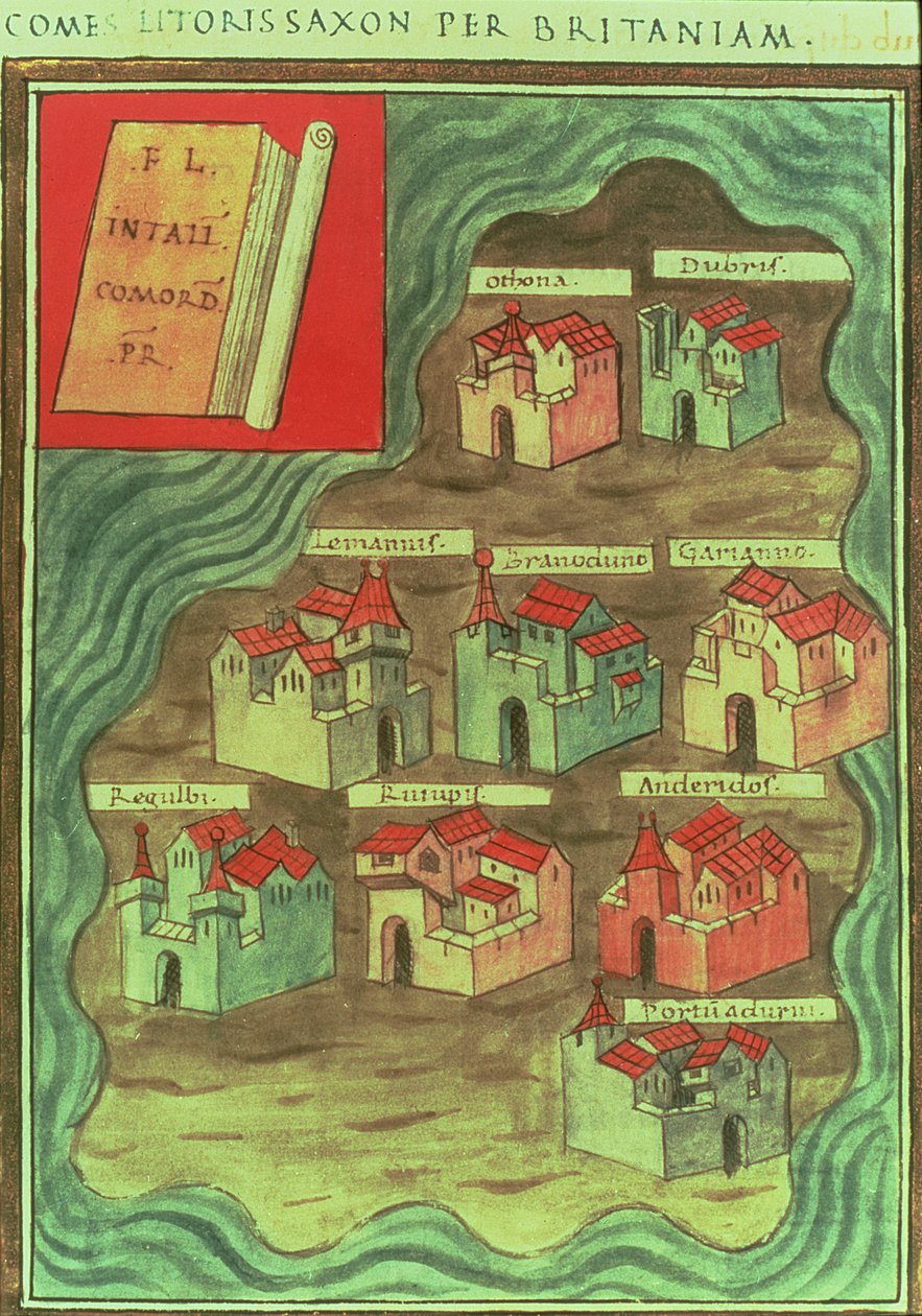 "Comes Litoris Saxon Per Britaniam", mapa anglosaska, ok. 950 r. n.e. (druk) autorstwa Anglo Saxon Anglo Saxon