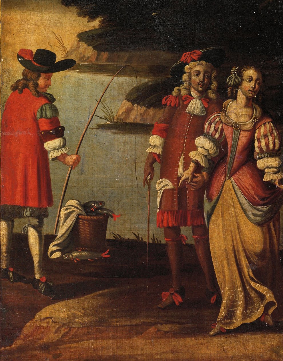 Czterokrotny dwustronny ekran, ok. 1700 (malowane płótno i skóra) (detal 3248382) autorstwa Anglo Flemish School