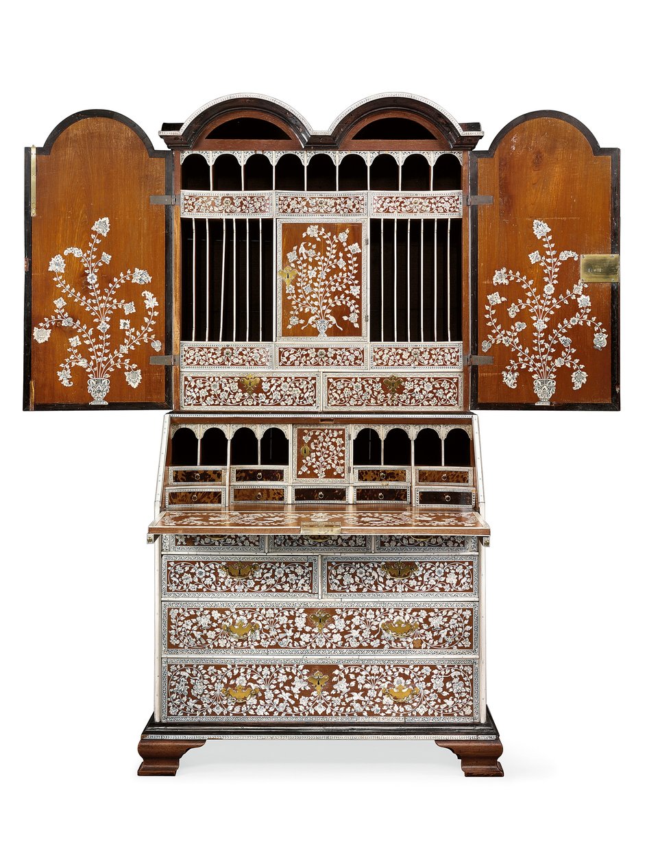Gabinet, Vizagapatam, ok. 1720-30 (kość słoniowa, teak, heban i szylkret) autorstwa Anglo Indian School