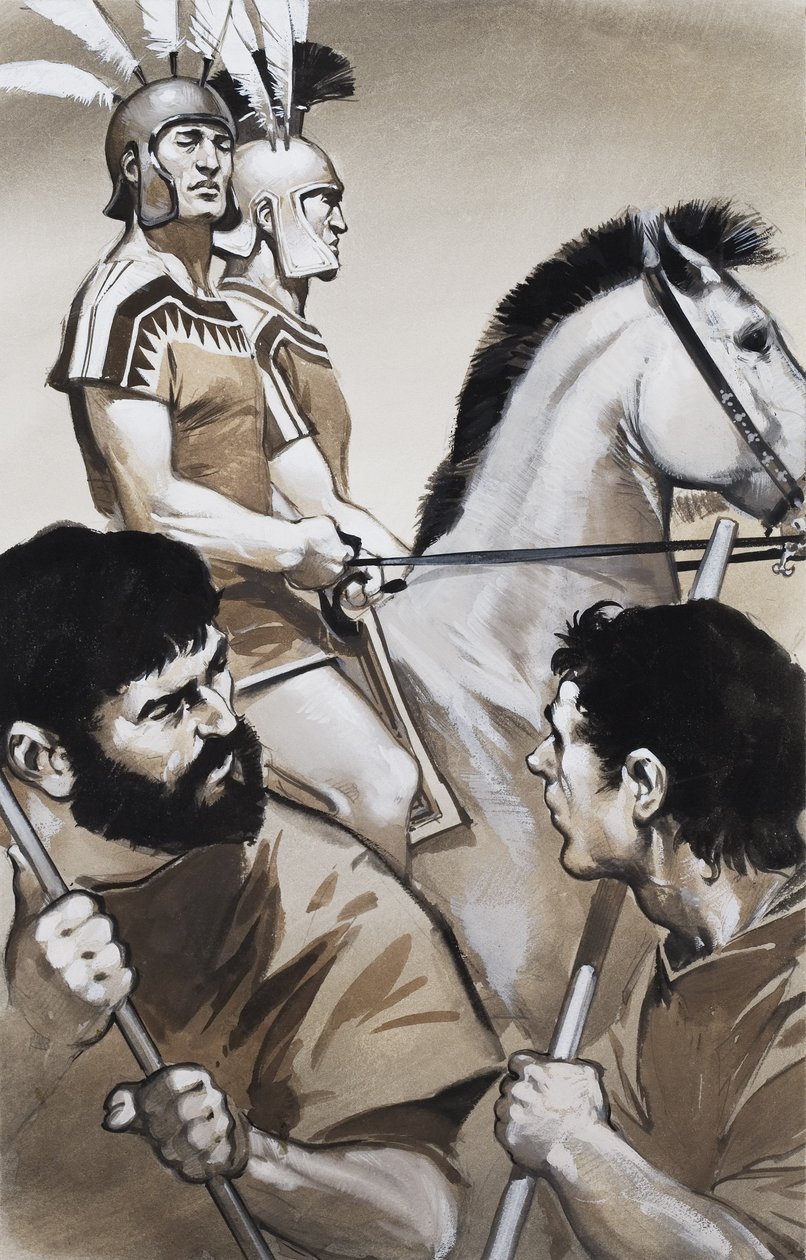Żołnierze etruscy (gwasz na papierze) autorstwa Angus McBride