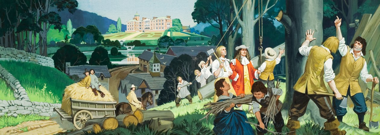 Ścinka drewna (gwasz na papierze) autorstwa Angus McBride