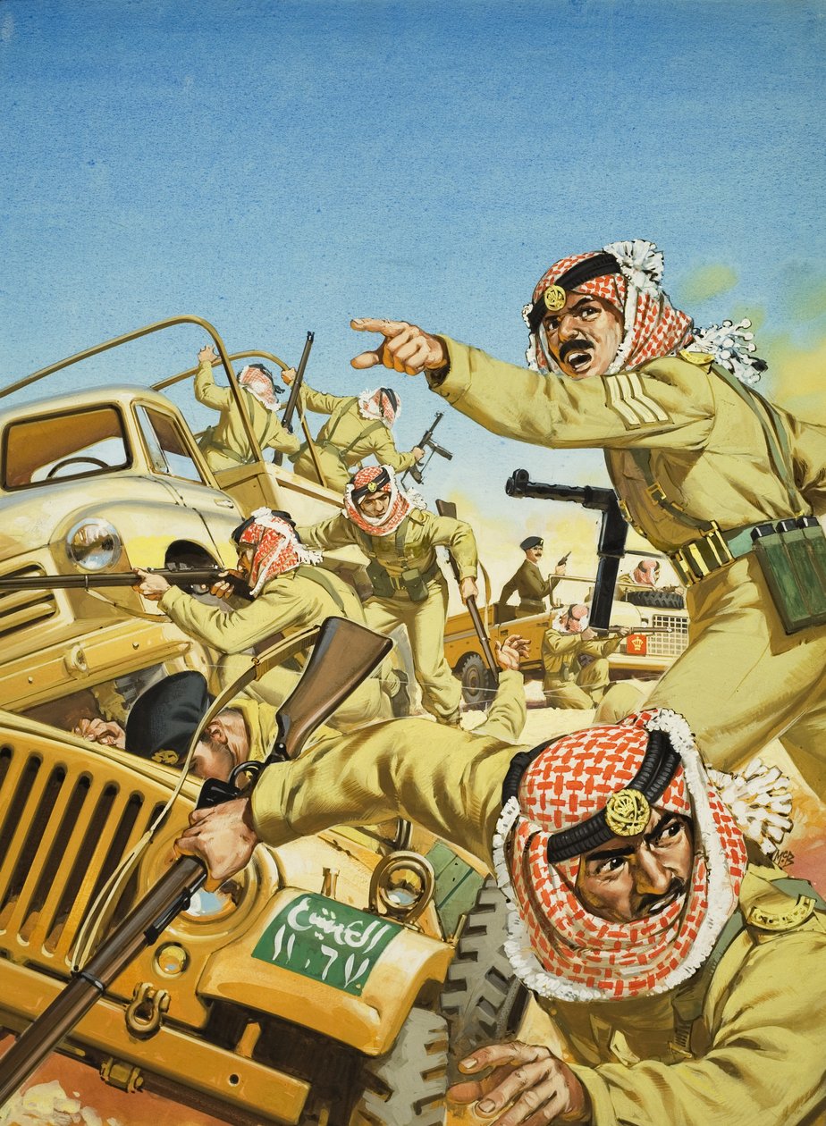 Król Jordanii Husajn (1925-99) (gwasz na papierze) autorstwa Angus McBride
