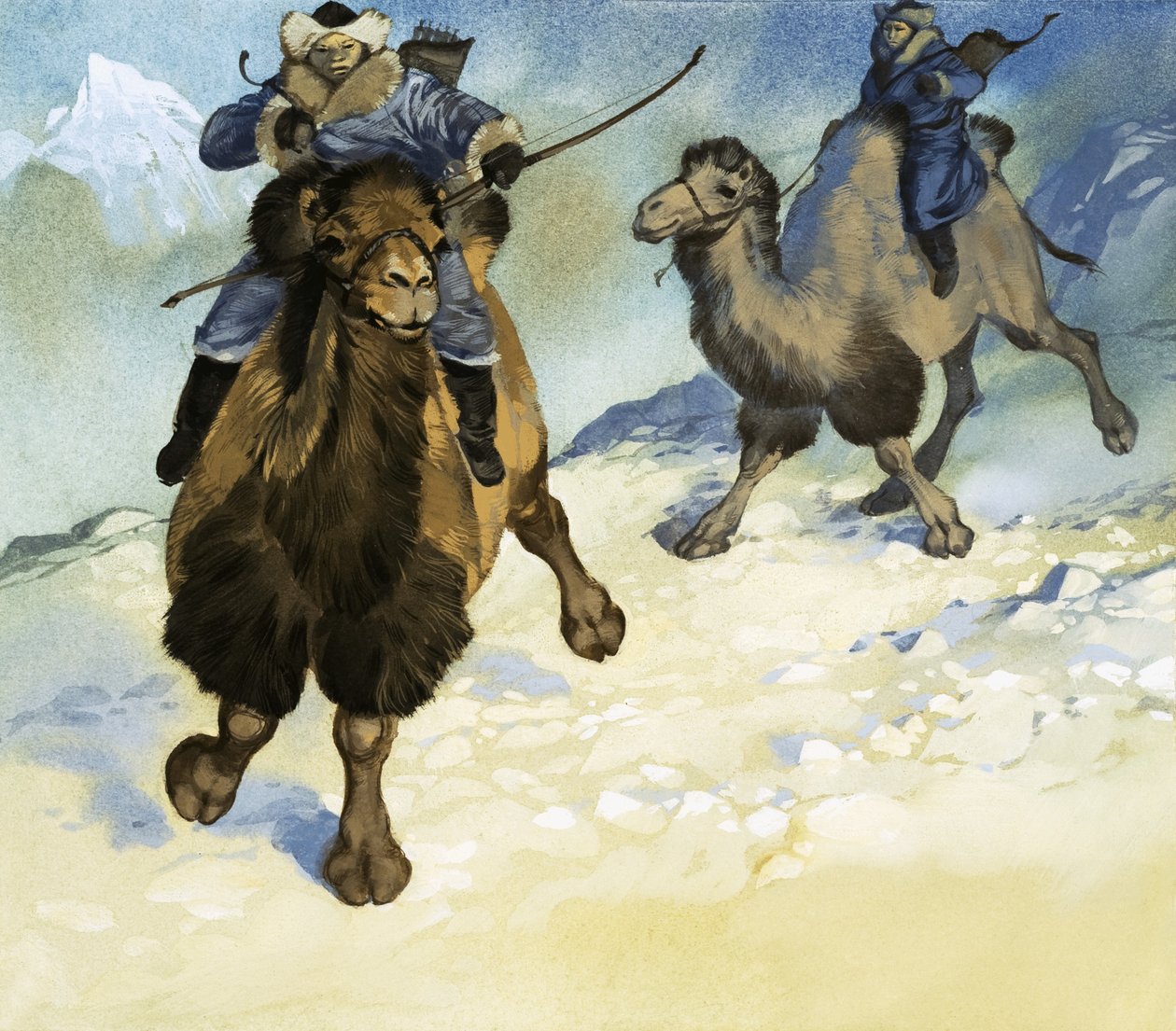 Mongolscy wojownicy na wielbłądach autorstwa Angus McBride