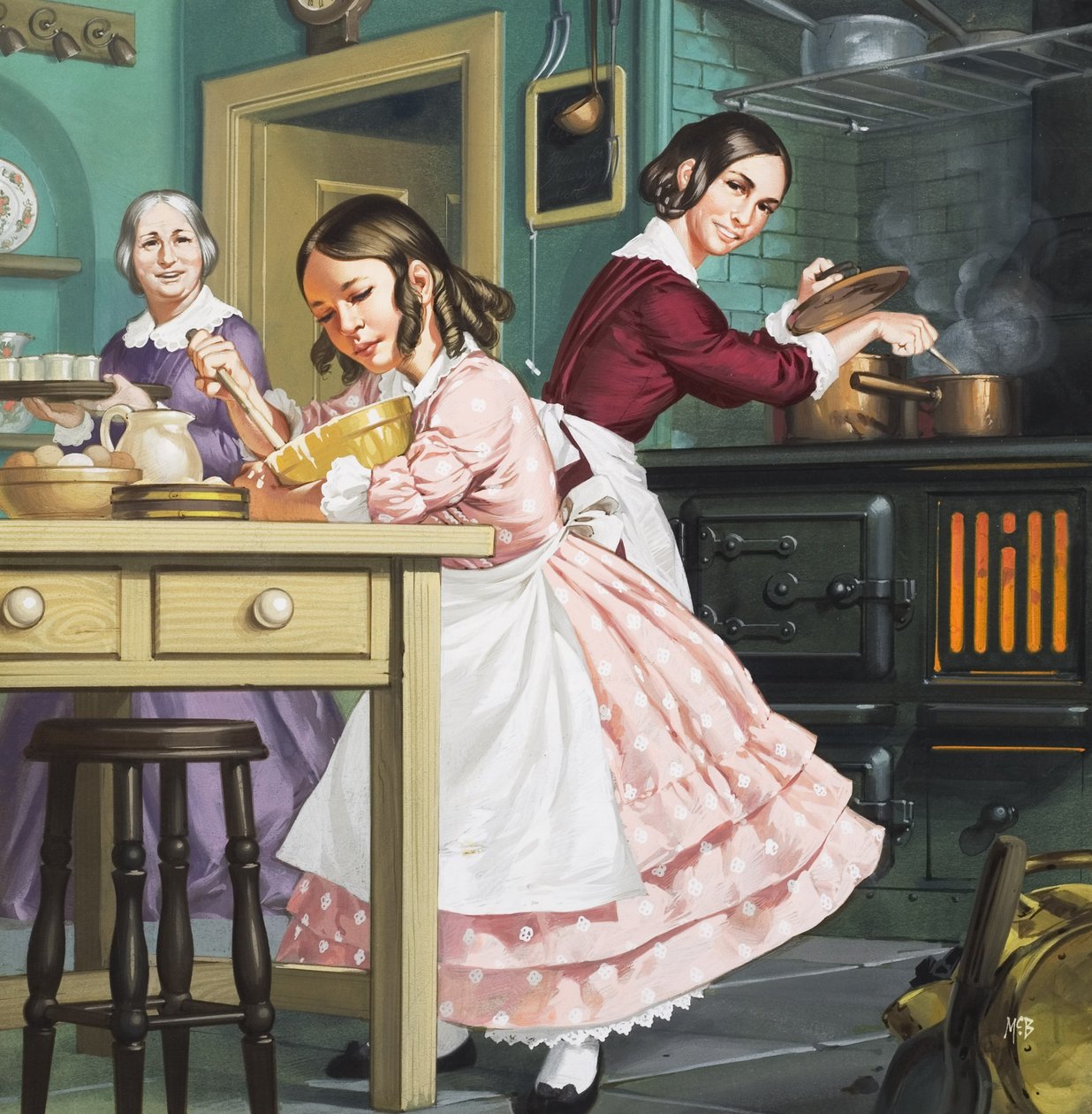 "Weź 800 jajek...", pani Beeton (1835-65) jako dziecko (gwasz na papierze) autorstwa Angus McBride