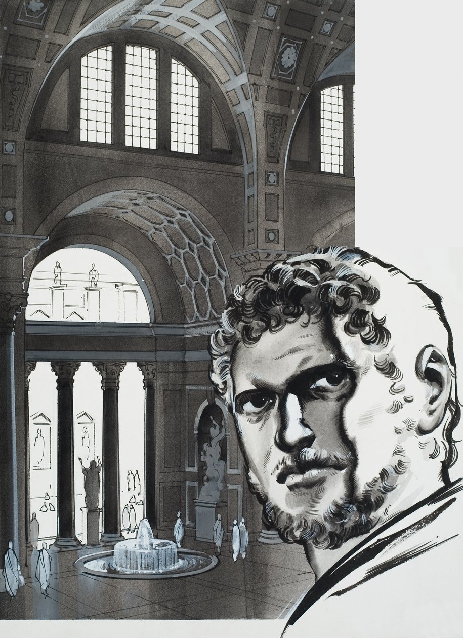 Łaźnie Karakalli (gwasz na papierze) autorstwa Angus McBride