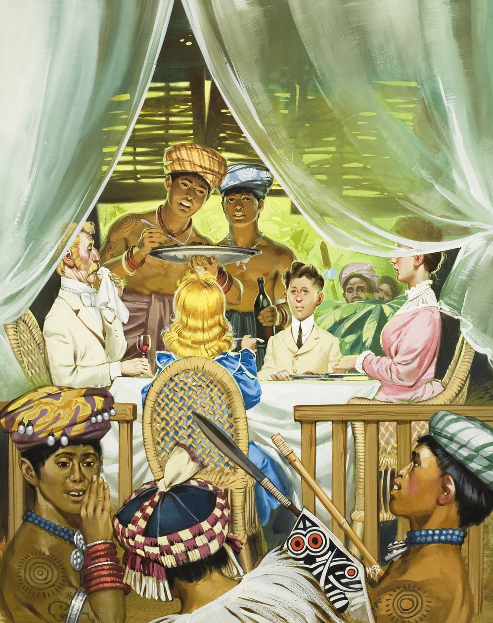 Biali Radża (gwasz na papierze) autorstwa Angus McBride