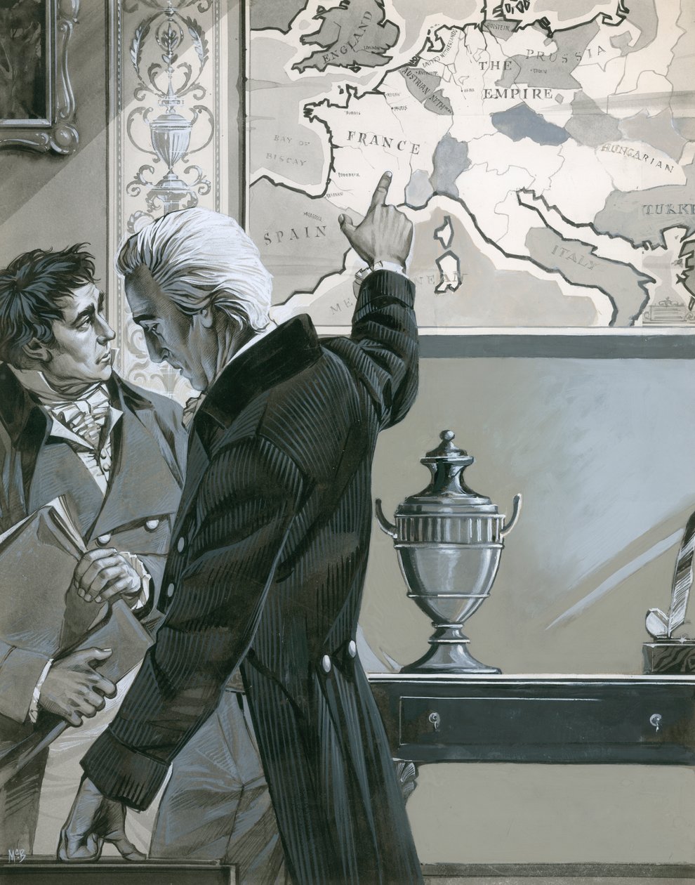 William Pitt wskazujący na mapę Francji autorstwa Angus McBride