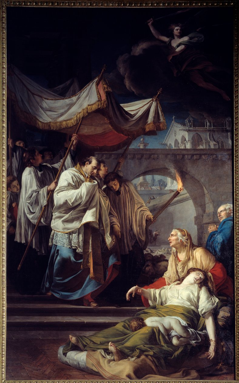 Borromee komunikujące się pestifery. Święty Karol Boromeusz (Carlo Borromeo autorstwa Anicet Charles Gabriel Lemonnier