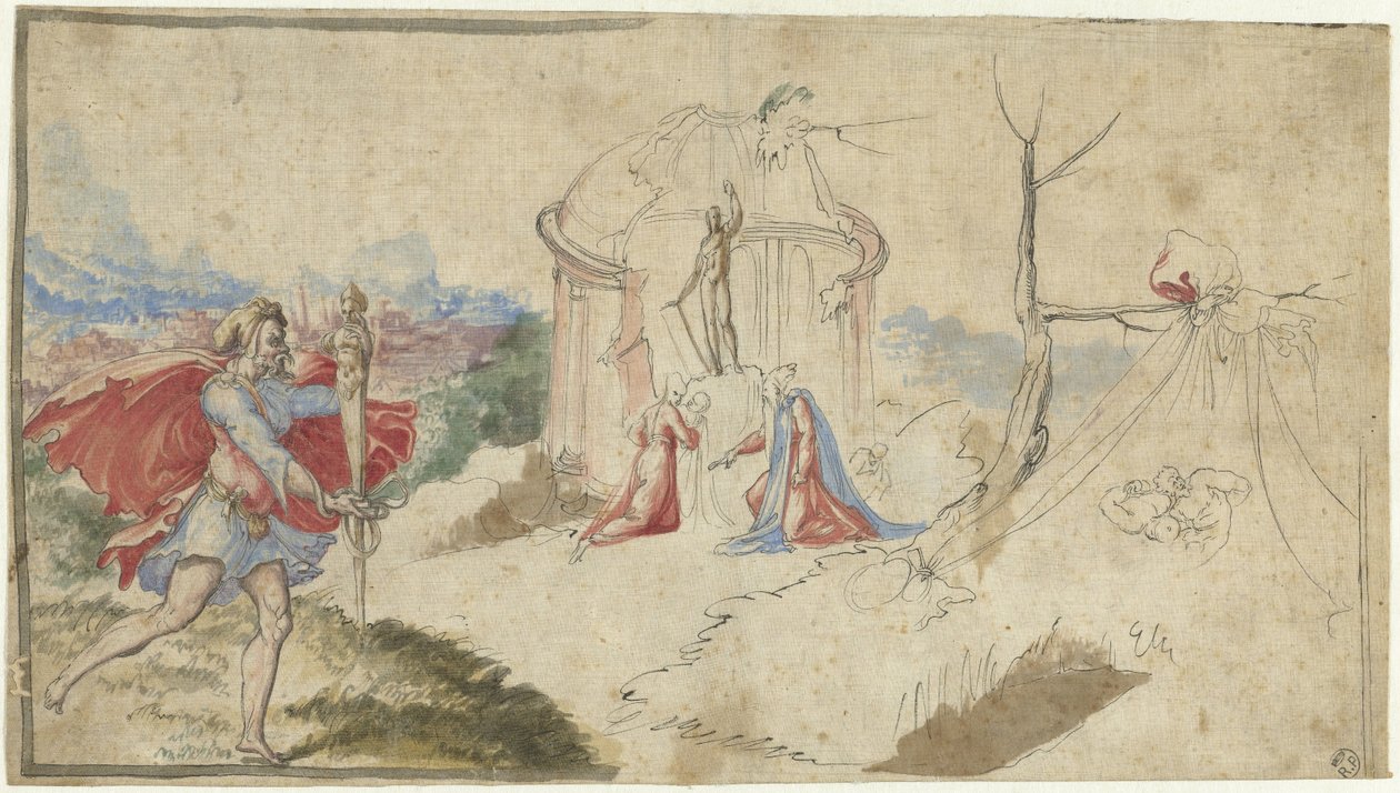 Scena mitologiczna (Eneasz ucieka z Troi?) autorstwa Aniello Redita