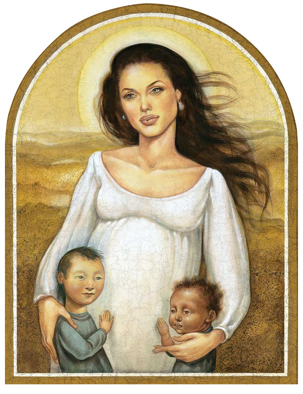 Angelina Jolie, 2004 (akryl na płycie ilustracyjnej) autorstwa Anita Kunz