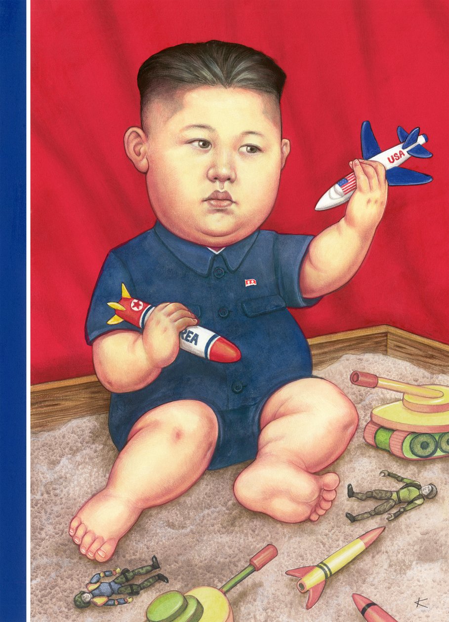 Niebezpieczne zabawki, 2016 (akryl na płycie ilustracyjnej) autorstwa Anita Kunz