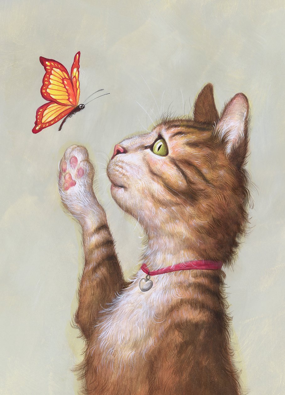 Eustace Tabby, 2019 (akryl na płycie ilustracyjnej, niepublikowany) autorstwa Anita Kunz