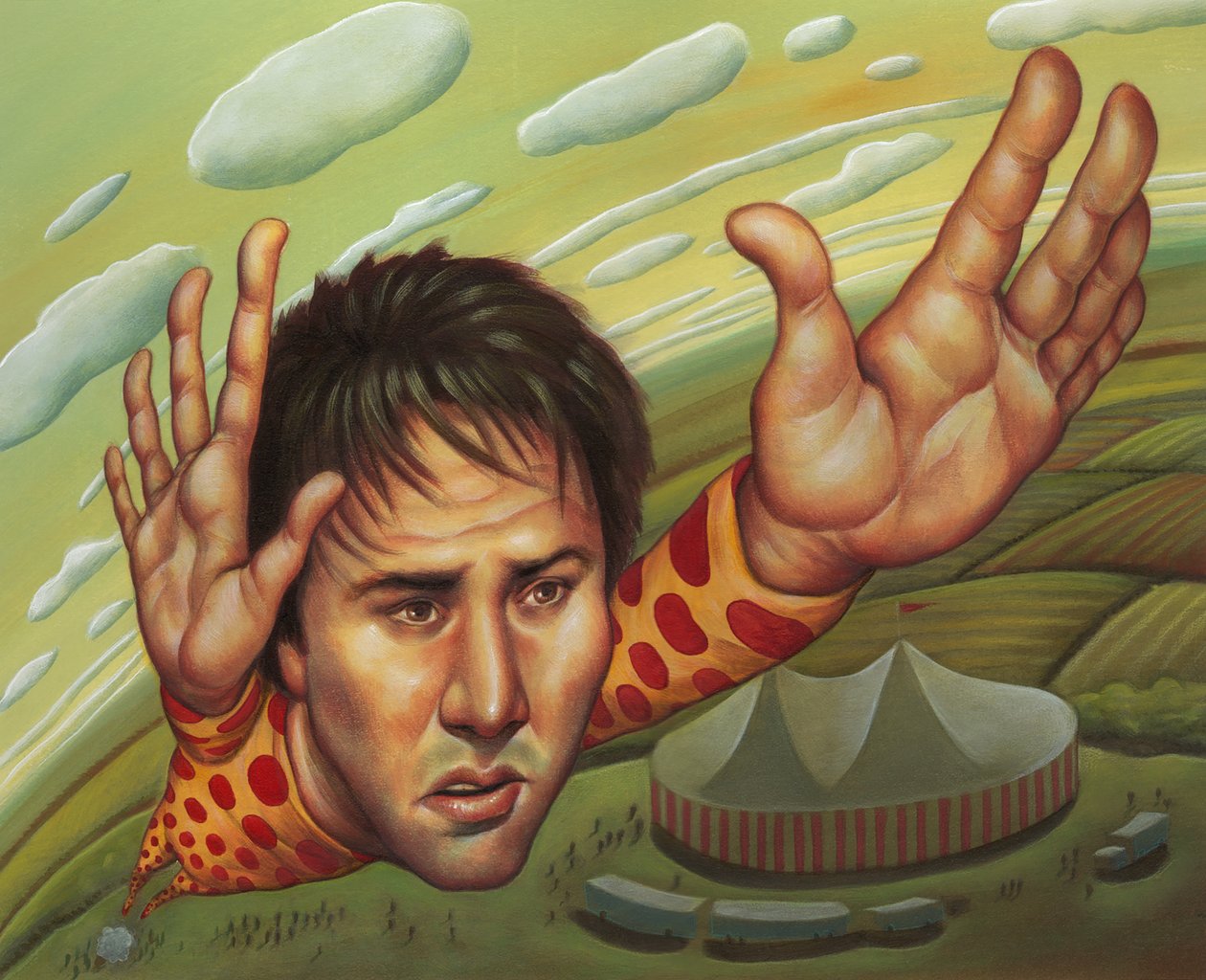 Keanu Reeves, 2000 (akryl na płycie ilustracyjnej) autorstwa Anita Kunz
