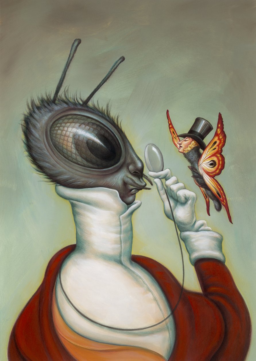 New Yorker bug, 2003 akryl na płycie ilustracyjnej autorstwa Anita Kunz