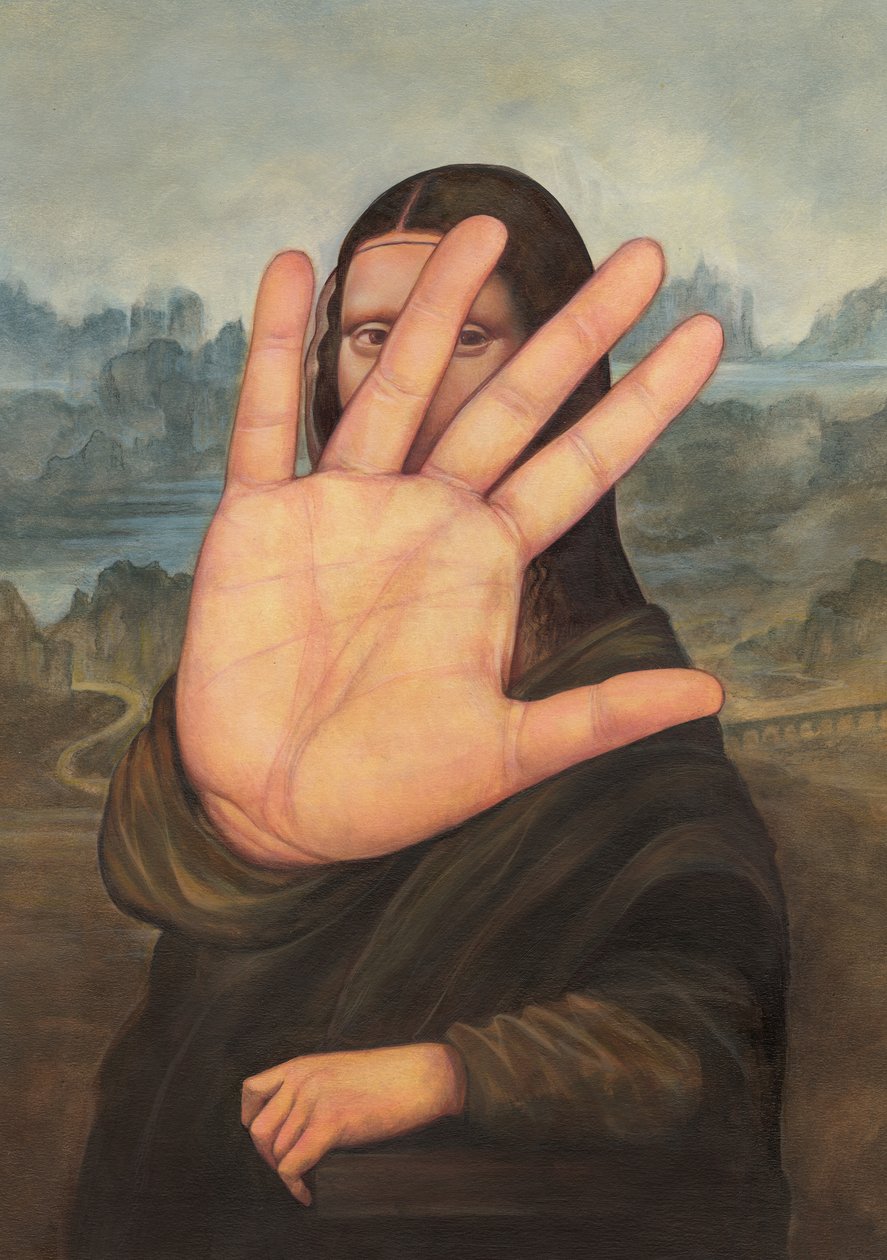 Bez zdjęć proszę!, 2022 (akryl na płycie ilustracyjnej) autorstwa Anita Kunz