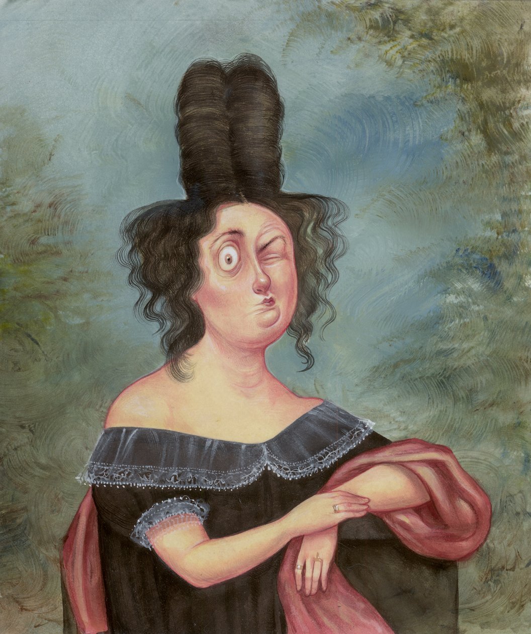 Portret wątpliwej kobiety, 2018 (farba akrylowa na płycie ilustracyjnej) autorstwa Anita Kunz