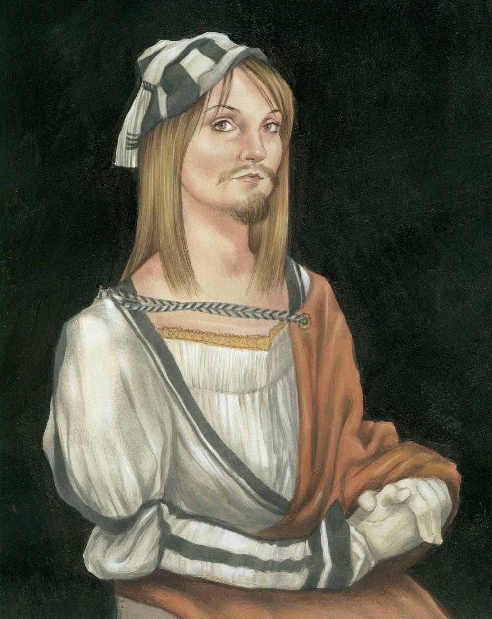 Autoportret z zarostem, 2011 (farba akrylowa na płycie ilustracyjnej) autorstwa Anita Kunz