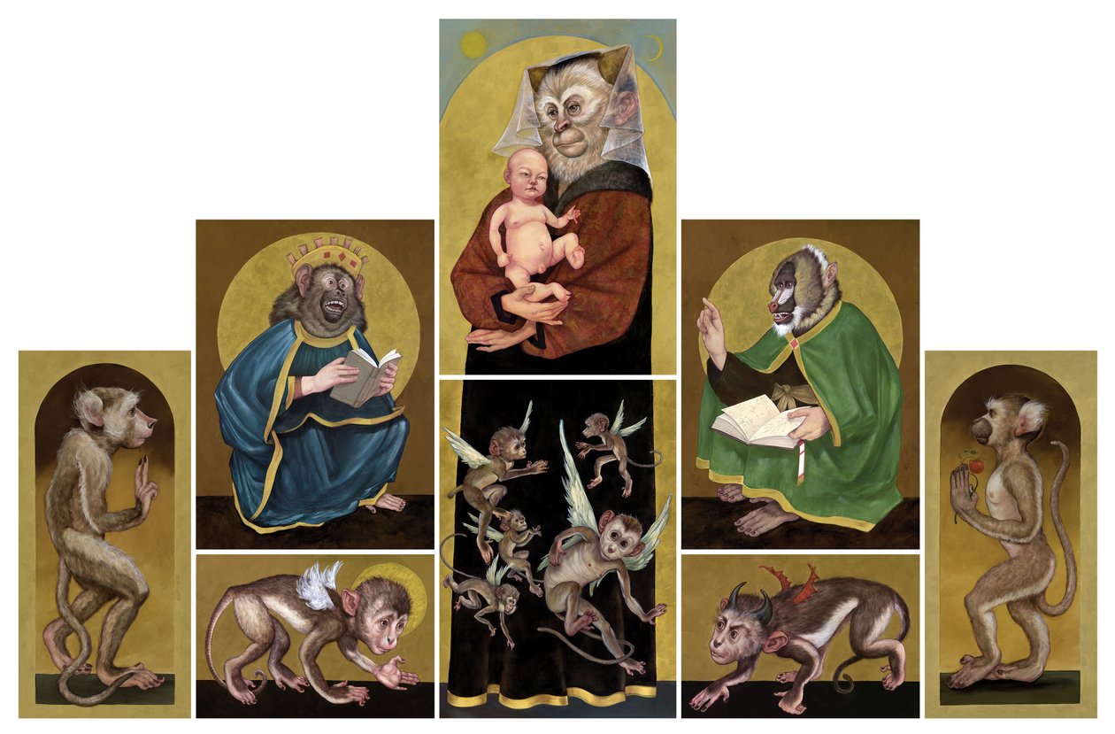 The Secular Altarpiece, 2017 (farba akrylowa na płycie ilustracyjnej) autorstwa Anita Kunz