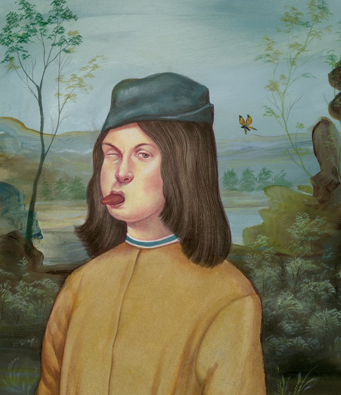 Young Boy With Attitude, 2018 (farba akrylowa na płycie ilustracyjnej) autorstwa Anita Kunz