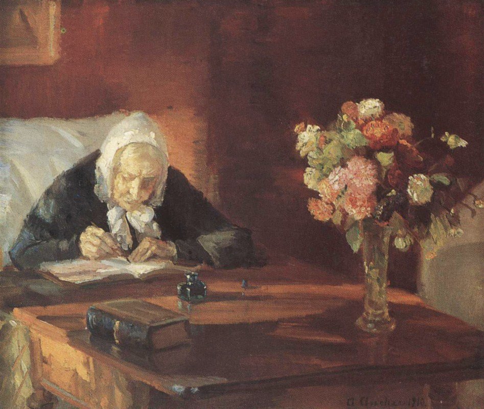 Ane Hedvig Brndum siedzi przy stoleAne Hedvig Broendum siedzi przy stole autorstwa Anna Ancher