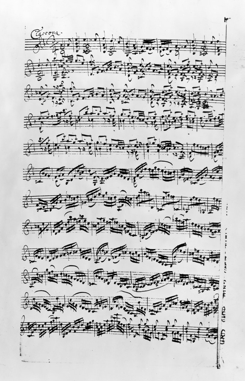 Kopia „Partity d-moll na skrzypce” Jana Sebastiana Bacha (1685-1750) autorstwa Anna Magdalena Bach