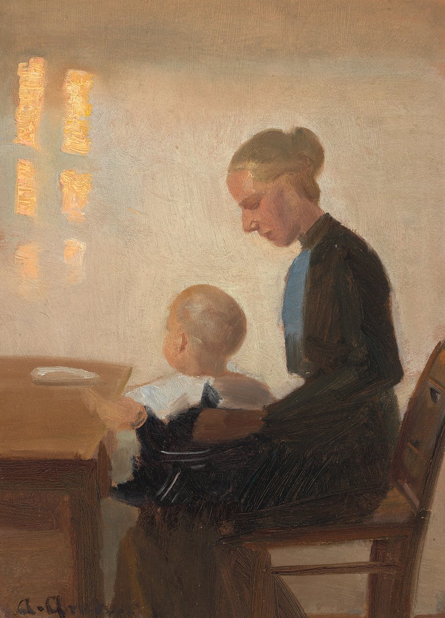 Wnętrze z matką i dzieckiem. autorstwa Anna Ancher