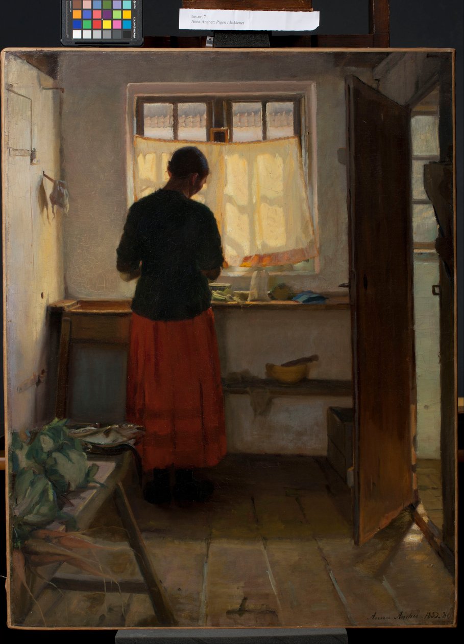 Pokojówka w kuchni autorstwa Anna Ancher