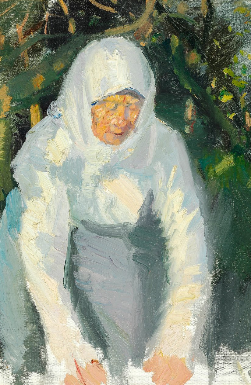 Kobieta ze Skagen z białym szalikiem. autorstwa Anna Ancher