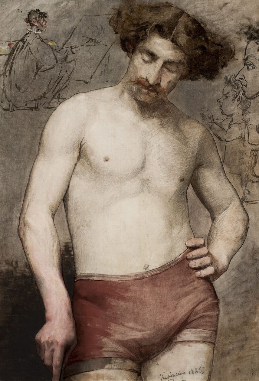 Polish: Półakt męski - studium Study of a semi-nude male autorstwa Anna Bilińska Bohdanowicz